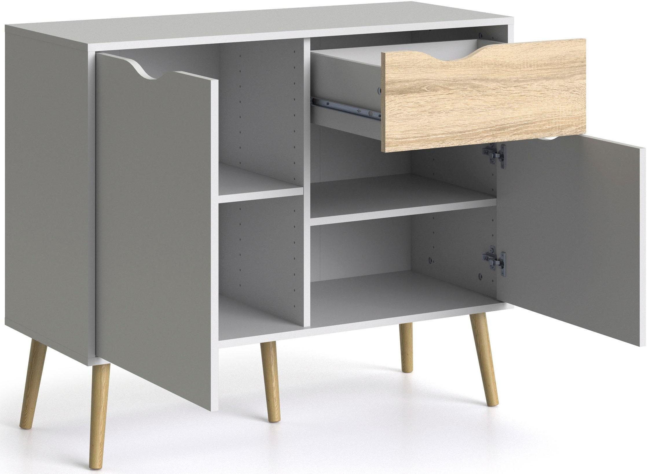 Home affaire Sideboard Oslo Aufbewahrung, Schubladenschrank, Kommode mit 2 Türen, 1 Schublade, Breite 99 cm, Höhe 81 cm – Bild 5 von 5