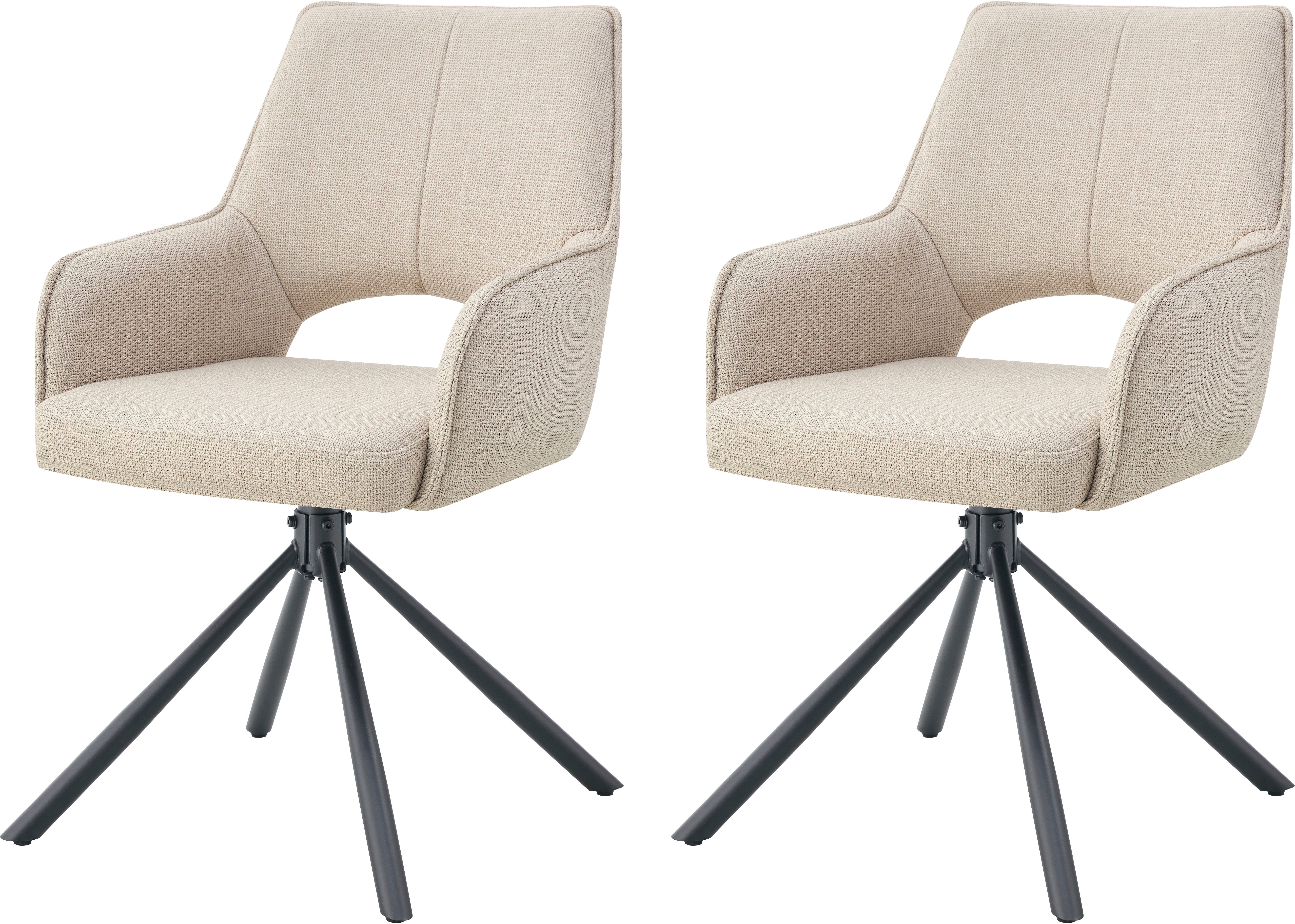 INOSIGN Drehstuhl BELLEVILLE, 2er Set, mit Metallgestell in matt schwarz (Set, 2 St), in verschiedenen Farben, Belsatbarkeit pro Stuhl 120 kg, 360° drehbar