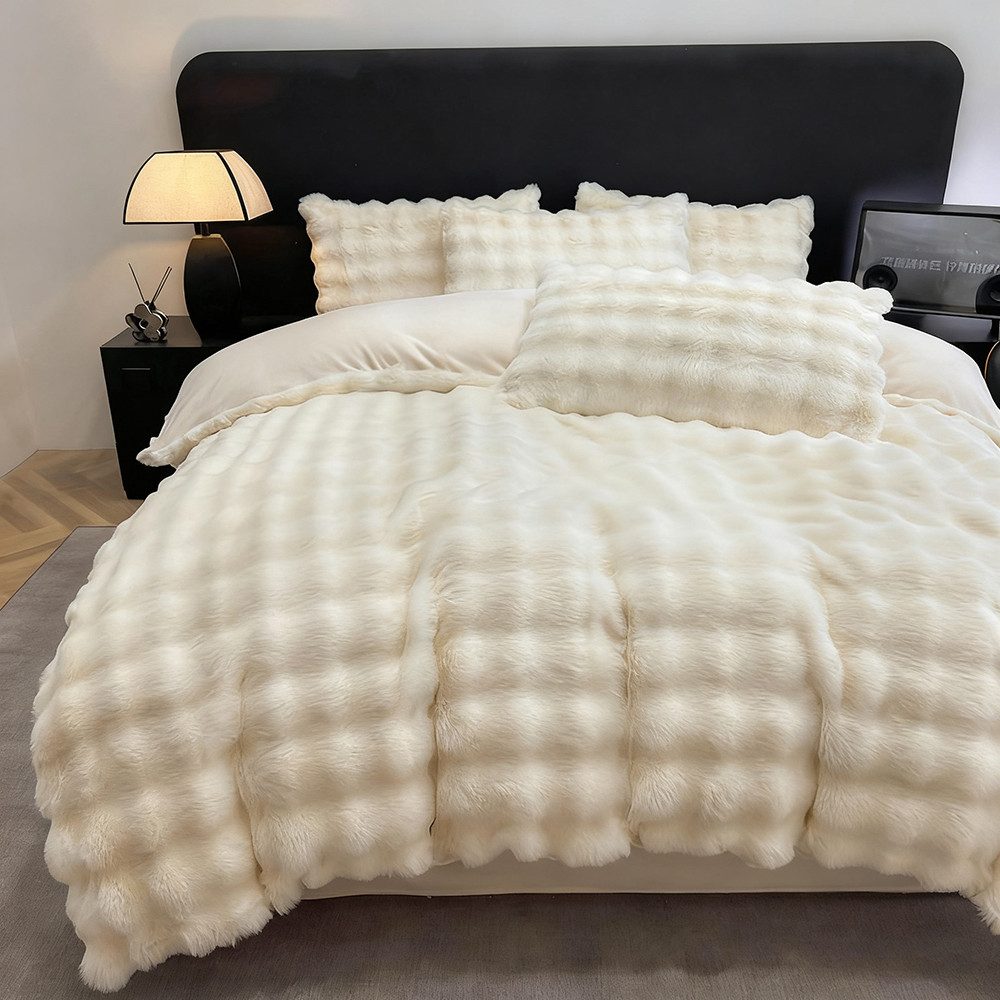 wohnTRAUM24 Bettwäsche Winter Plüsch Bettwäsche 135x200 aus Flauschig Kanin günstig online kaufen