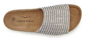 Venice Beach Pantolette Mule, Sandale, offener Schuh mit dezenter Bast-Optik und Korkfußbett