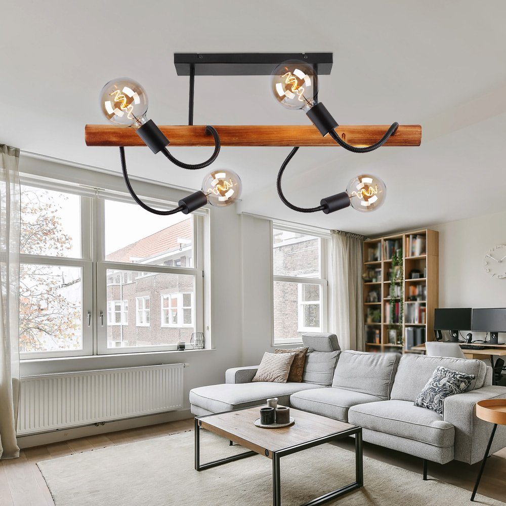 Wohnzimmerleuchte Deckenstrahler, 80 beweglich Deckenlampe Holz Spots L nicht 4 inklusive, Leuchtmittel etc-shop Flammig cm