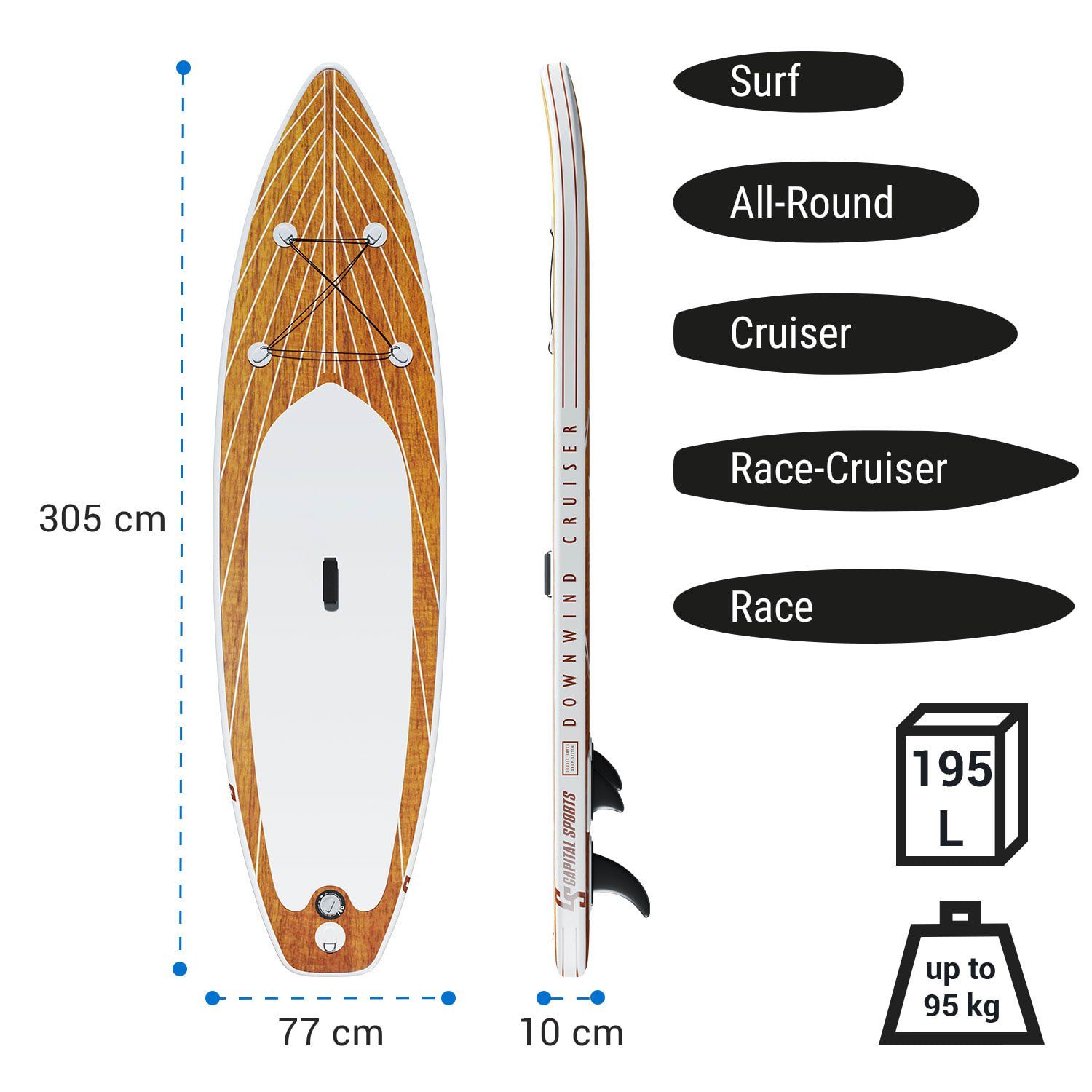 Paddel SUP Sports Standup Cruiser Board Inflatable Paddle Board Up Board Capital Board (Set), Downwind Stand SUP-Board Paddling Paddle Board, 9.8,