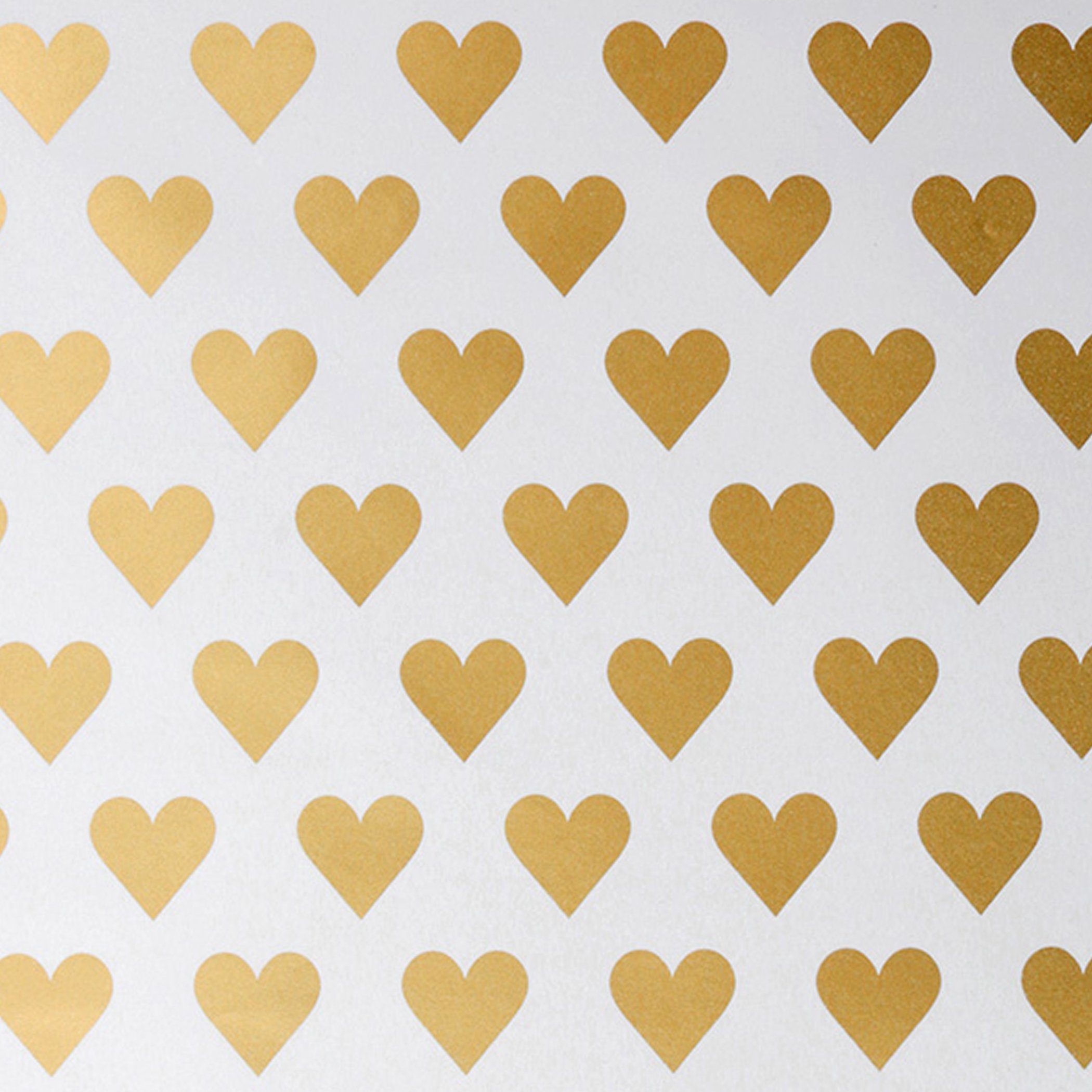 Star Geschenkpapier, Geschenkpapier Herzen 70cm x 2m Rolle weiß / gold