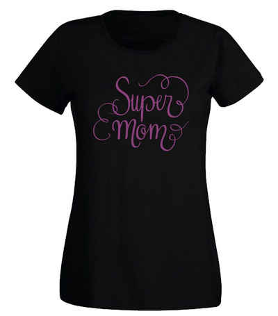 G-graphics T-Shirt Damen T-Shirt - Super Mom mit trendigem Frontprint, Aufdruck auf der Vorderseite, Spruch/Sprüche/Print/Motiv, für jung & alt, Slim-fit