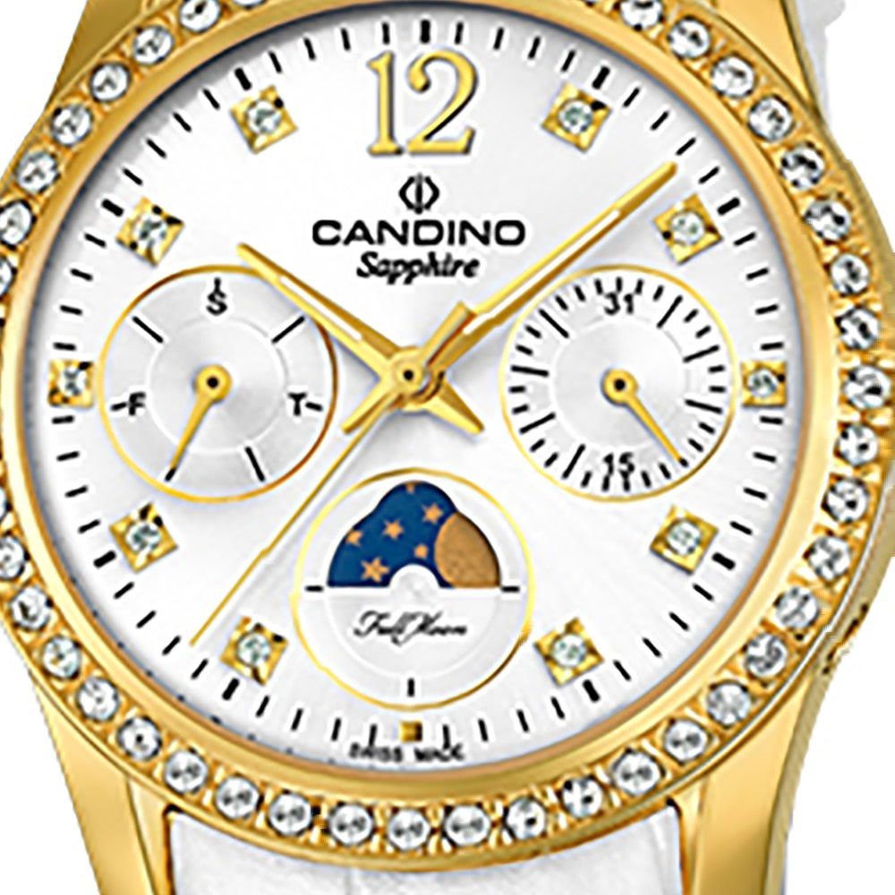 Candino Edelstahlarmband Candino Damenuhr Damen rund, C4685/1, Quarzuhr weiß Classic Armbanduhr