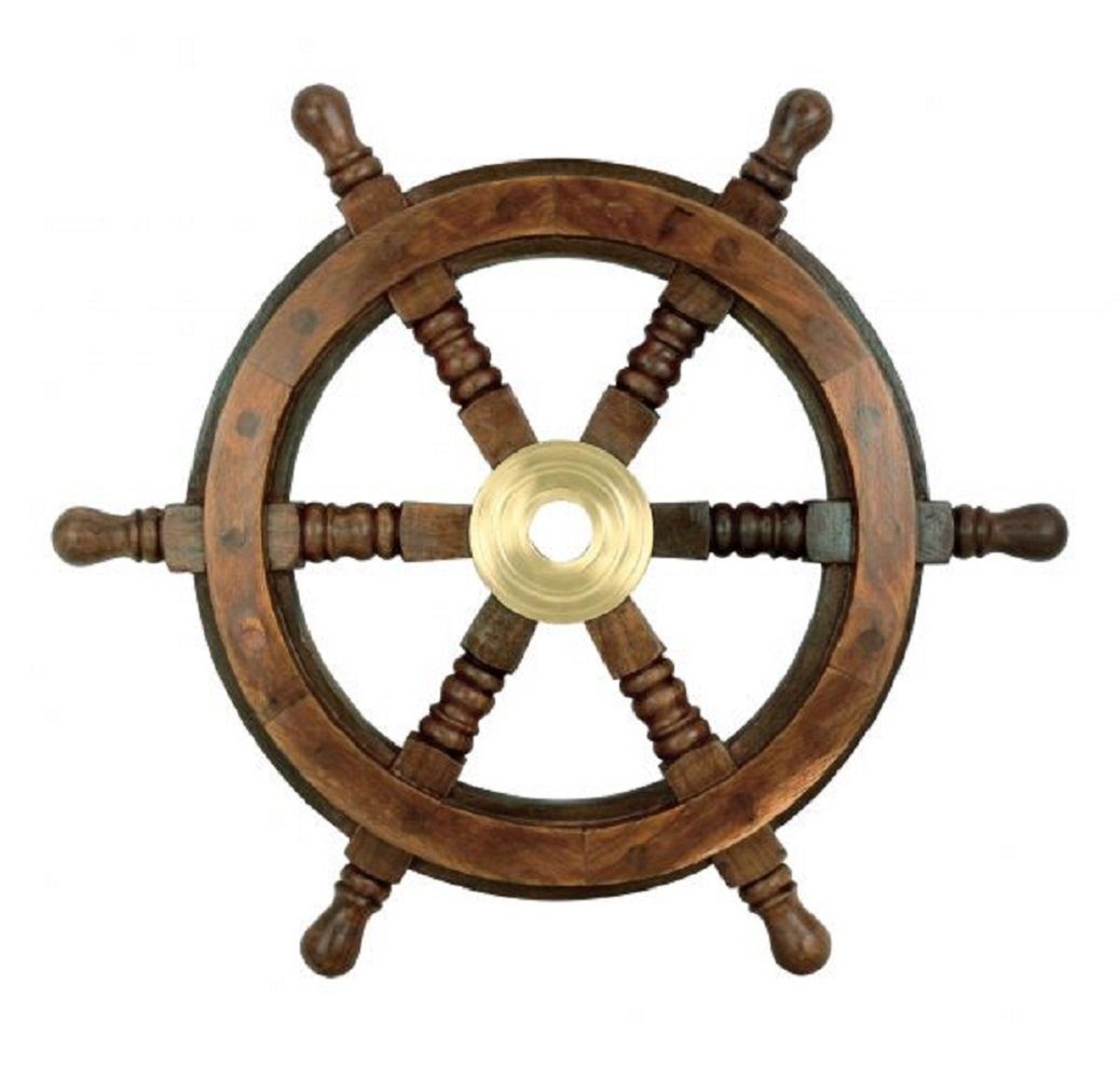 Dekoobjekt Steuerrad Schiffssteuerrad Holz mit Messingnabe 30 cm
