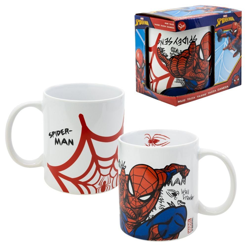 Kindergeschirr-Set Keramik Tasse Marvel Spiderman 325 ml Henkel-Becher in Geschenkbox