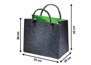 Kobolo Einkaufsshopper Filztasche außen grau meliert innen grün 35x20x30, 20 l