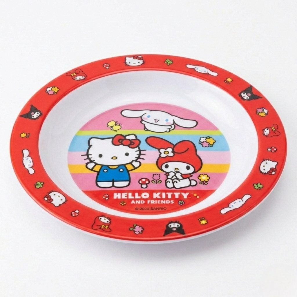 Hello Kitty Kindergeschirr-Set Hello Kitty Friends Kinder Geschirr-Set 3 tlg Becher Teller Schüssel (3-tlg), 1 Personen