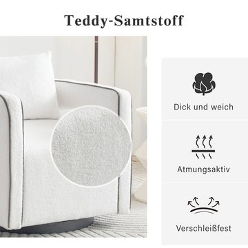 HAUSS SPLOE Drehstuhl 360° drehbarer Freizeitstuhl mit Kissen aus Teddysamt Grau