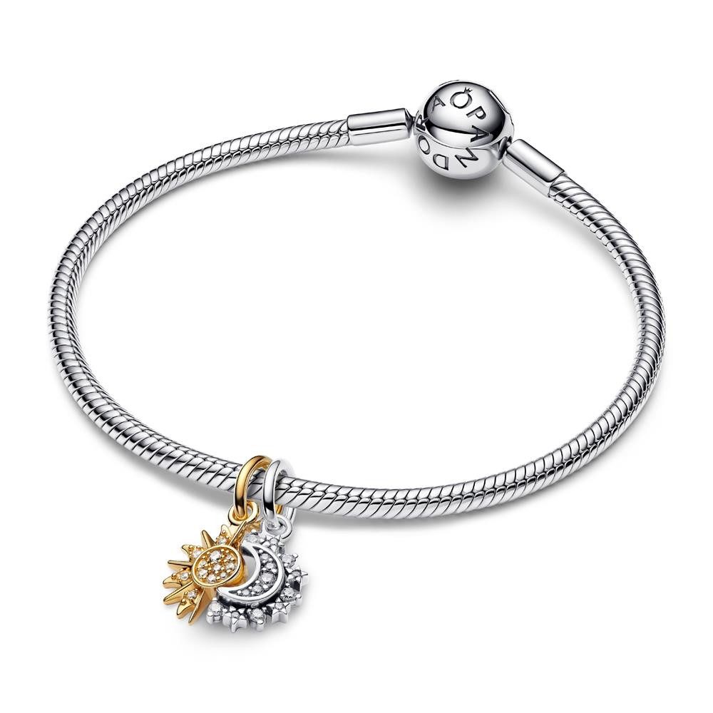Pandora Charm-Einhänger Charm-Anhänger Sonne und Mond, 925er Silber, vergoldet von PANDORA