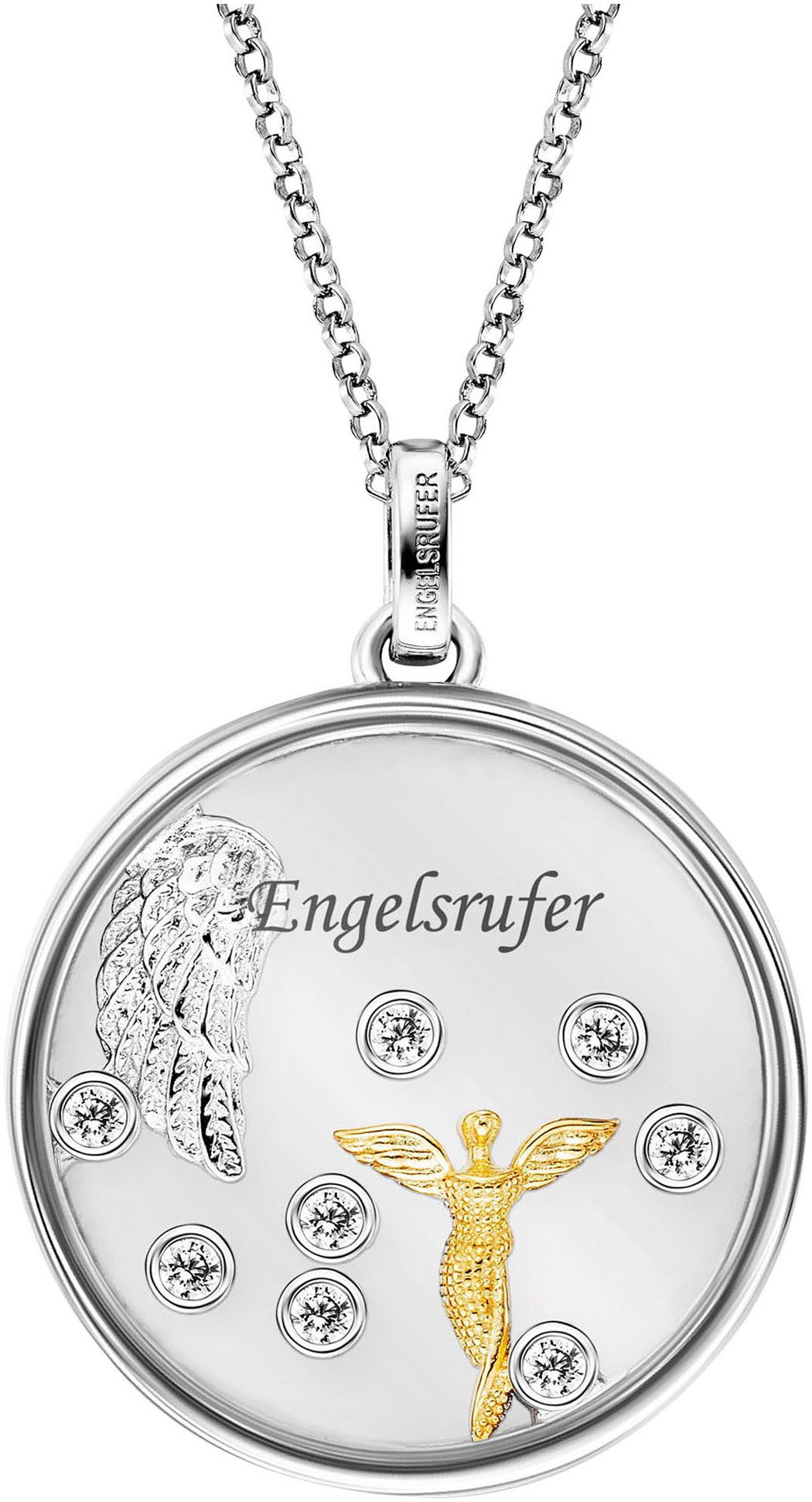 Engelsrufer Kette mit Anhänger Glaslinse Engel, Made in Germany - mit Zirkonia (synth)