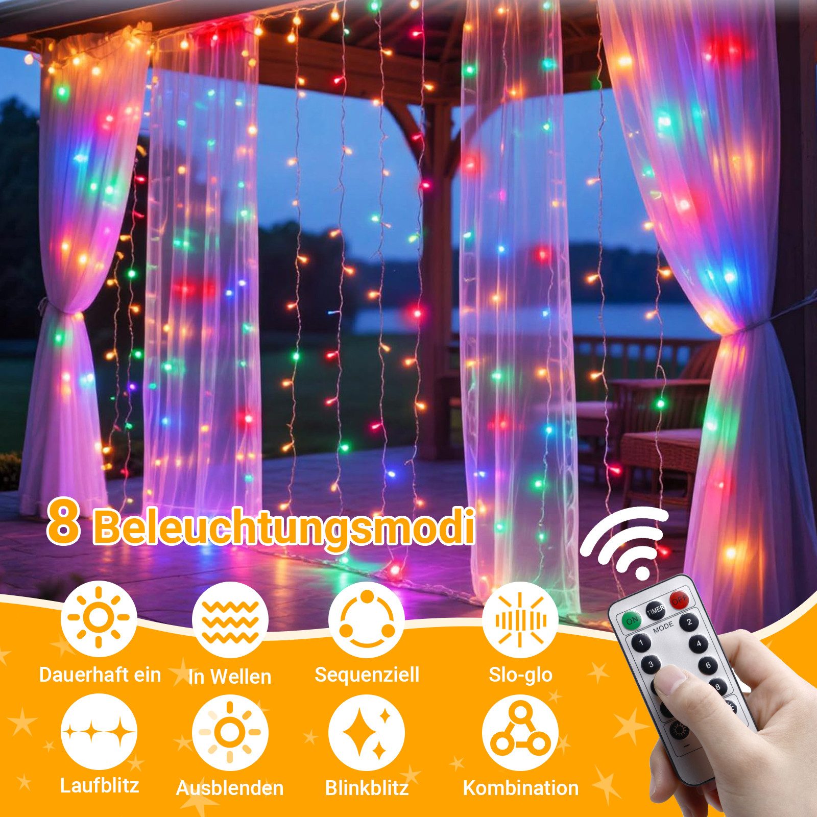 MUPOO LED-Lichtervorhang LED Lichtervorhang für Schlafzimmer,USB/Timer,3x2M günstig online kaufen