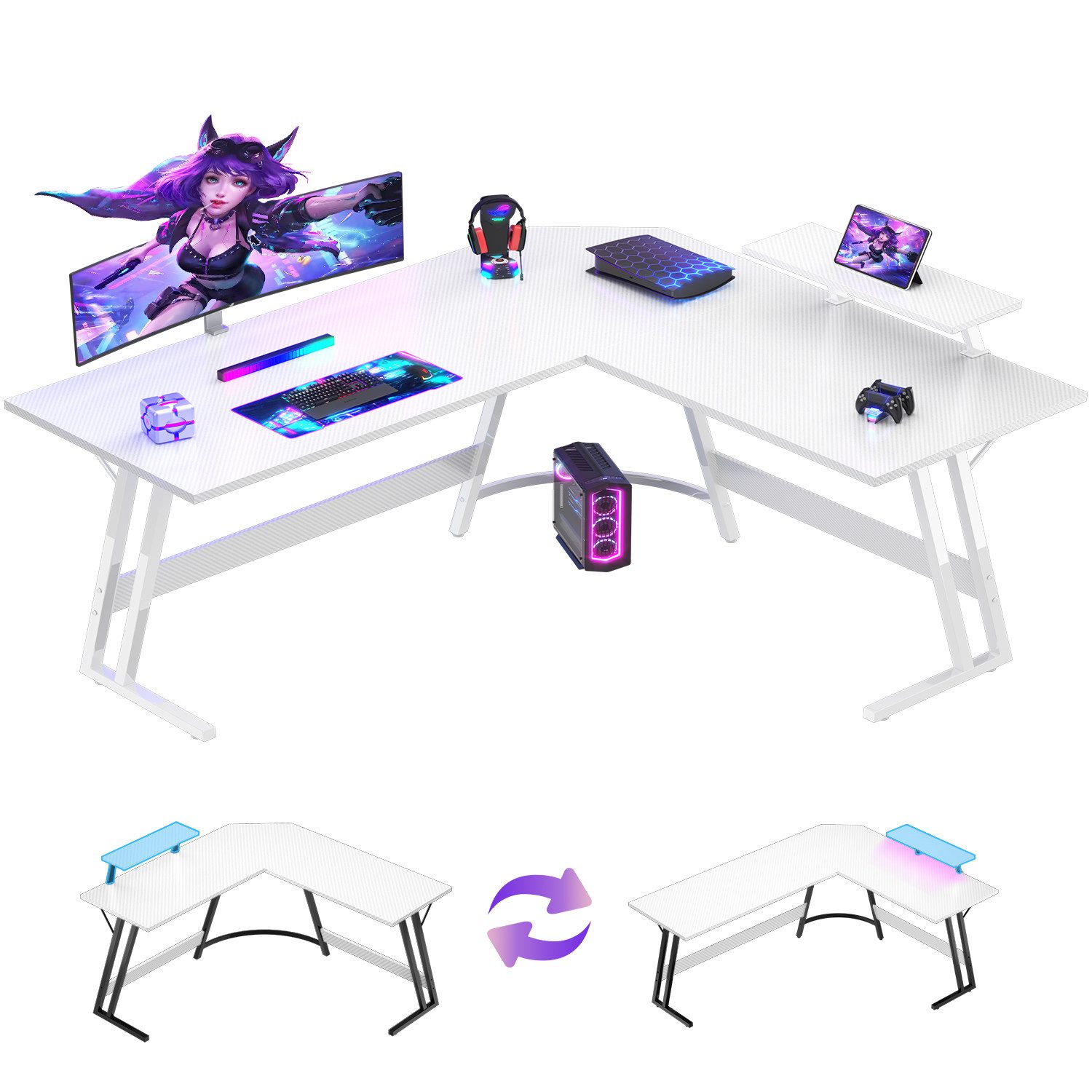 GUNJI Computertisch L-förmiger Gaming-Schreibtisch, Eckschreibtisch, 120/17 günstig online kaufen