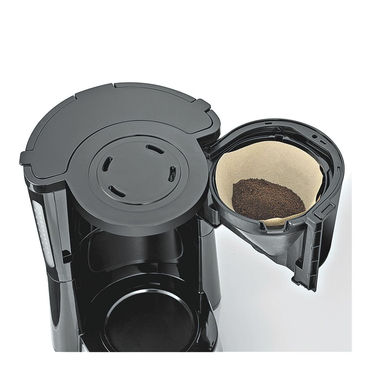 Tassen, 1000 mit Severin Watt bis 10 Filterkaffeemaschine 4815, schwarz 1.25l KA Glaskanne, Kaffeekanne,
