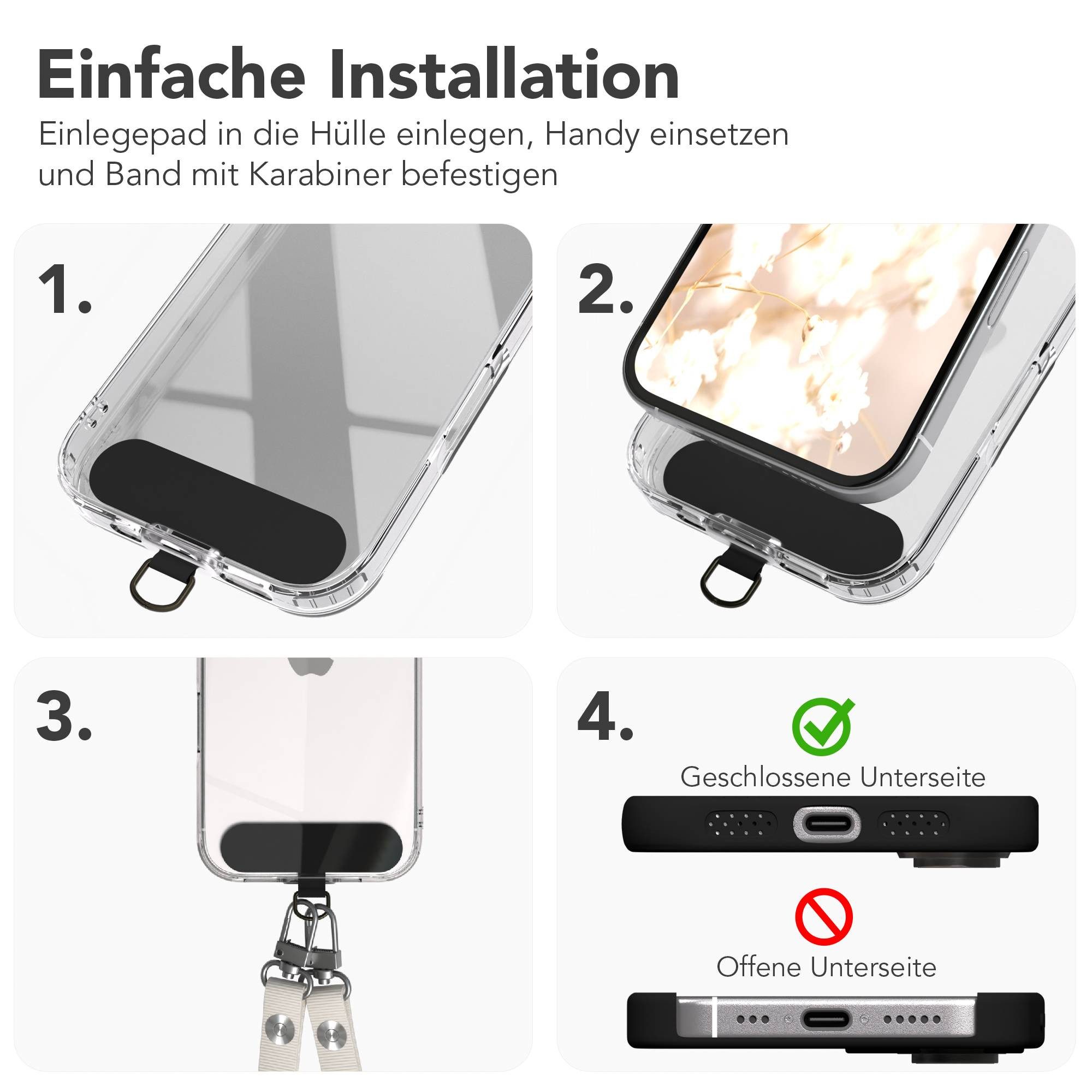 EAZY CASE Handykette Universal für alle Smartphones - modisch & funktional, Handykette Taupe im minimalistischen Design, flexibel verstellbar