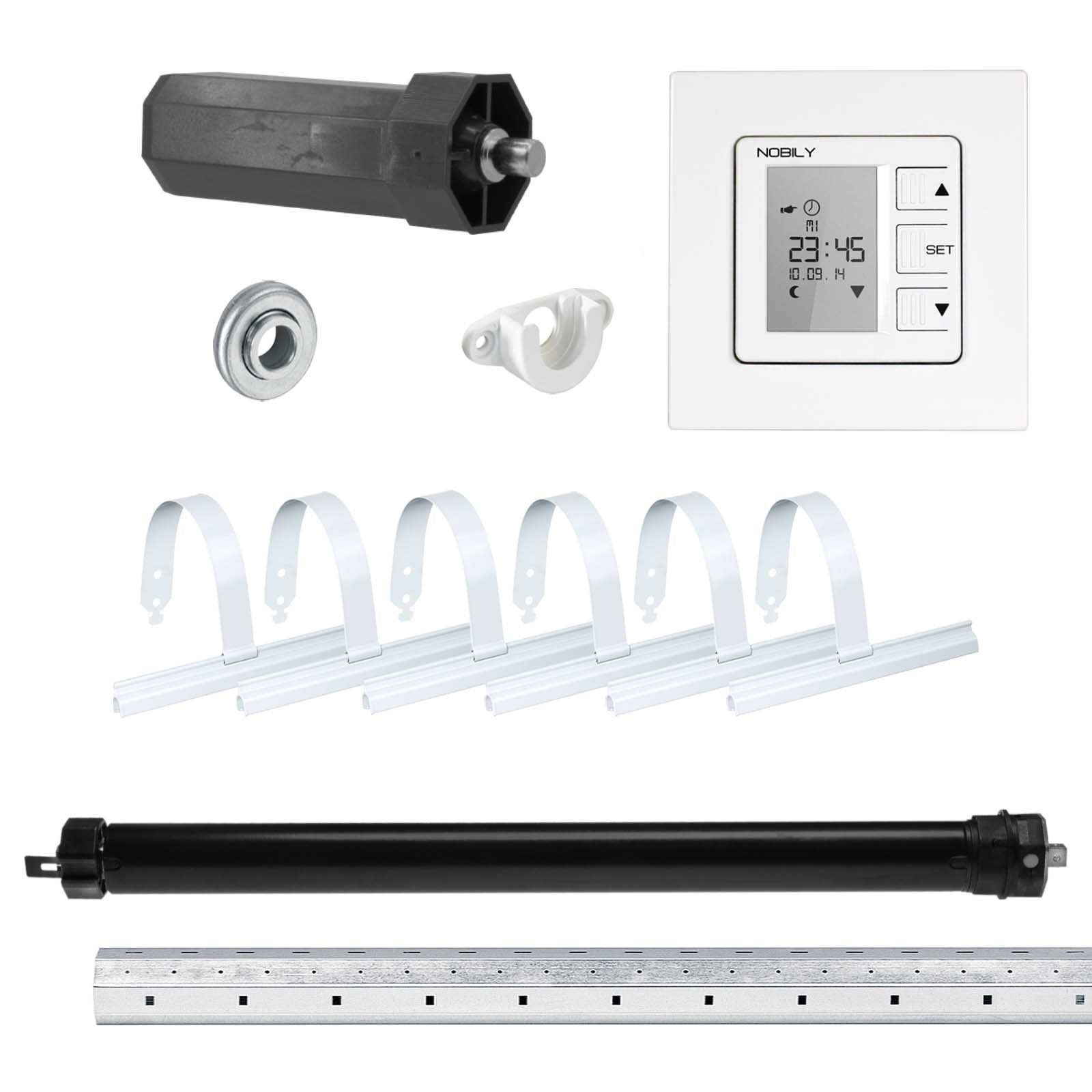 inkl. Rolladenmotor Mechanik-Set, Nobily Zeitschaltuhr, Achtkantwelle 1-St., Rolladen-Set Komplett-Set, mit Mini 13Nm/36kg