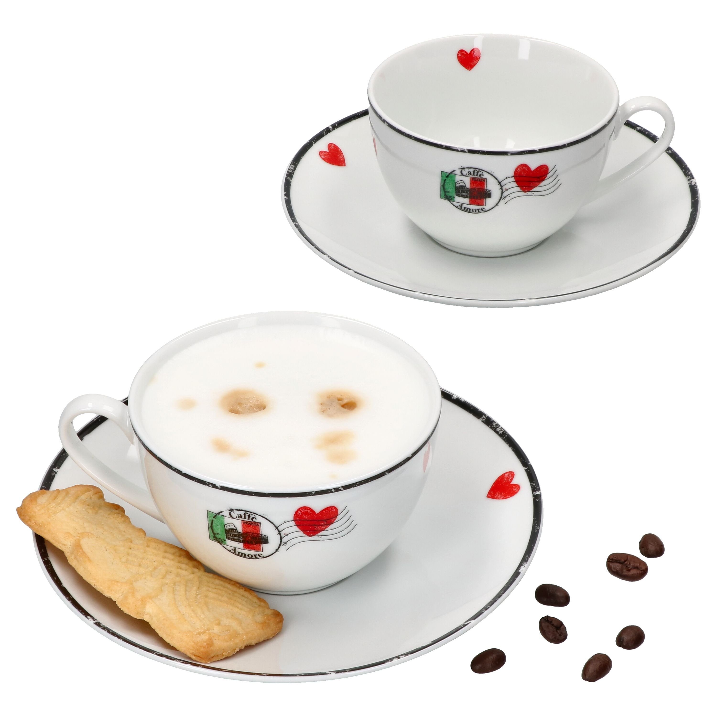 Ritzenhoff & Breker Becher 4tlg Set Caffee Amore Cappuccinotasse + Untertasse 200ml Cafe