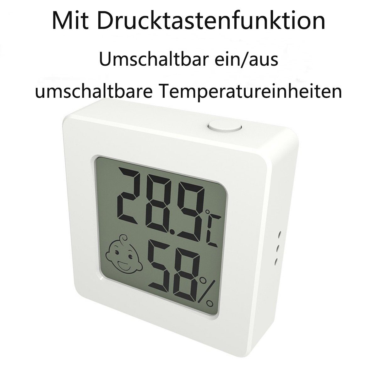 XDeer Raumthermometer Mini für Monitor Temperatur Digital Babyraum Weiß Hygrometer Raumthermometer, Innenraum Thermometer Innen