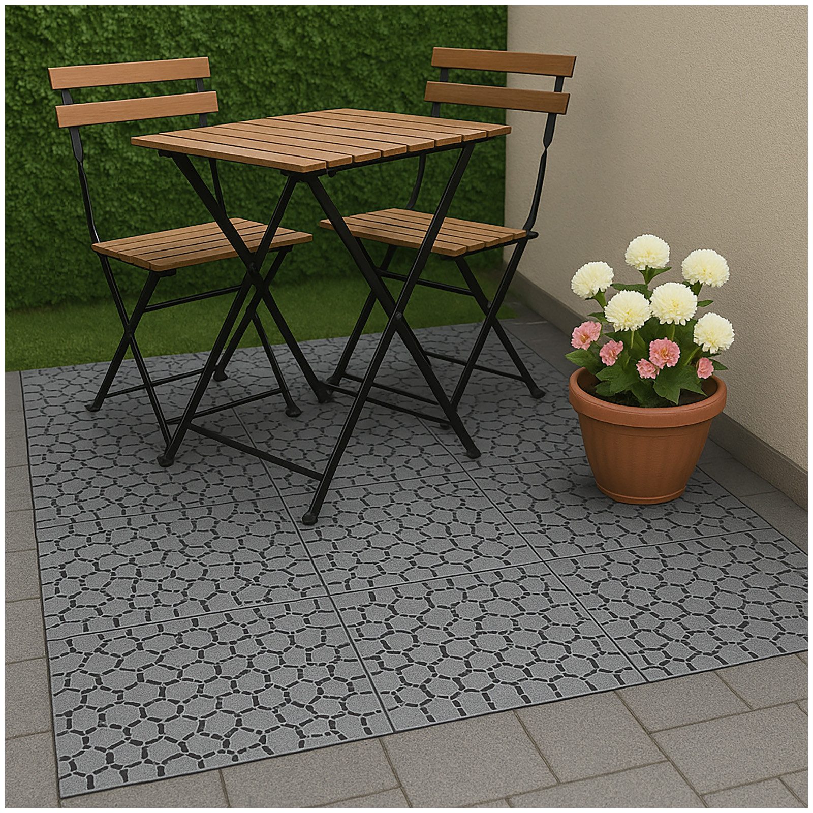 HTI-Living Outdoor-Bodenplatte Тротуарная плитка 30 x 30 cm Nessa Stone, Set, 4-St., 4 Bodenplatten, Terrassenplatte Gartenplatten