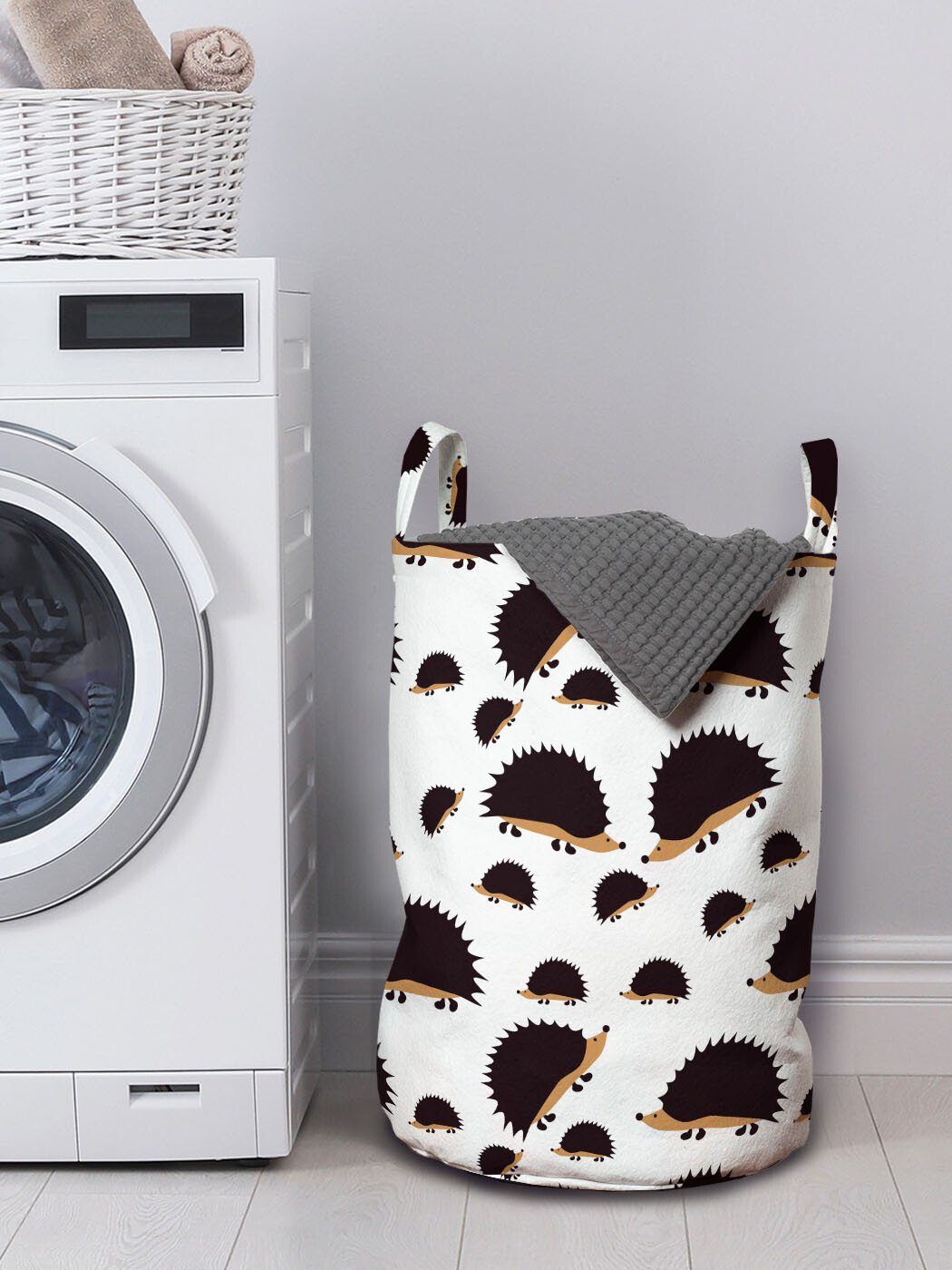 Waschsalons, mit Igel Charaktere Wäschekorb für Griffen Kordelzugverschluss Wäschesäckchen Abakuhaus Porcupine