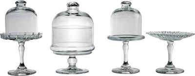 CreaTable Servierteller Mini Patisserie-Set, Glas, (4-tlg), Servierset