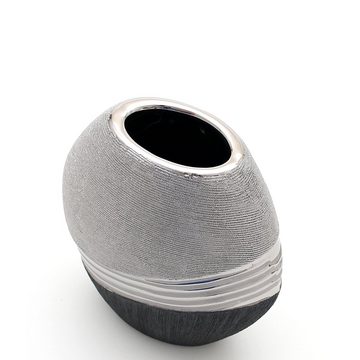 Dekohelden24 Dekovase Edle moderne Deko Designer Keramik Vase in silber- (1 St)