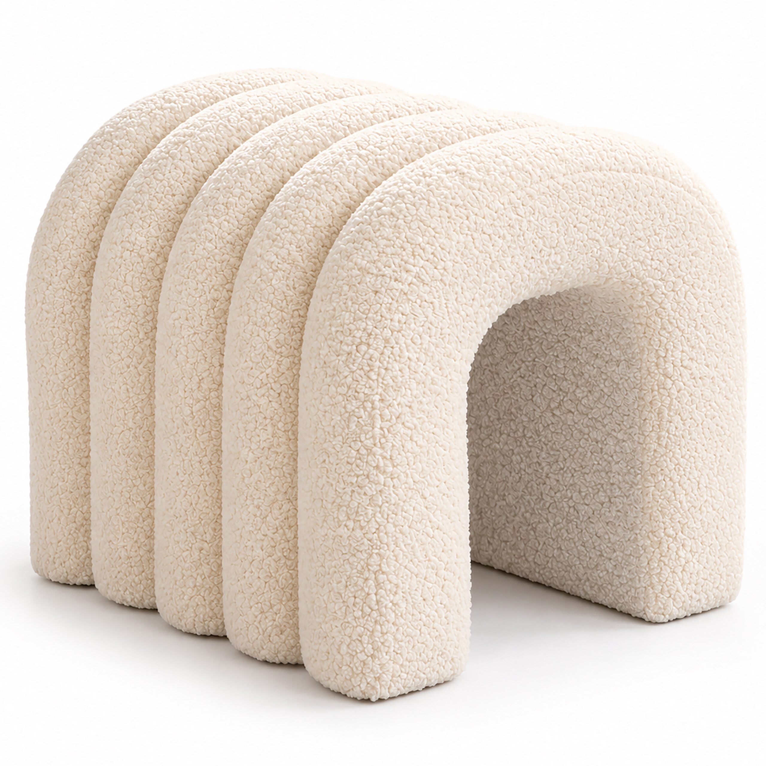 relaxdays Polsterhocker Hocker Teddystoff (1 St), weiß