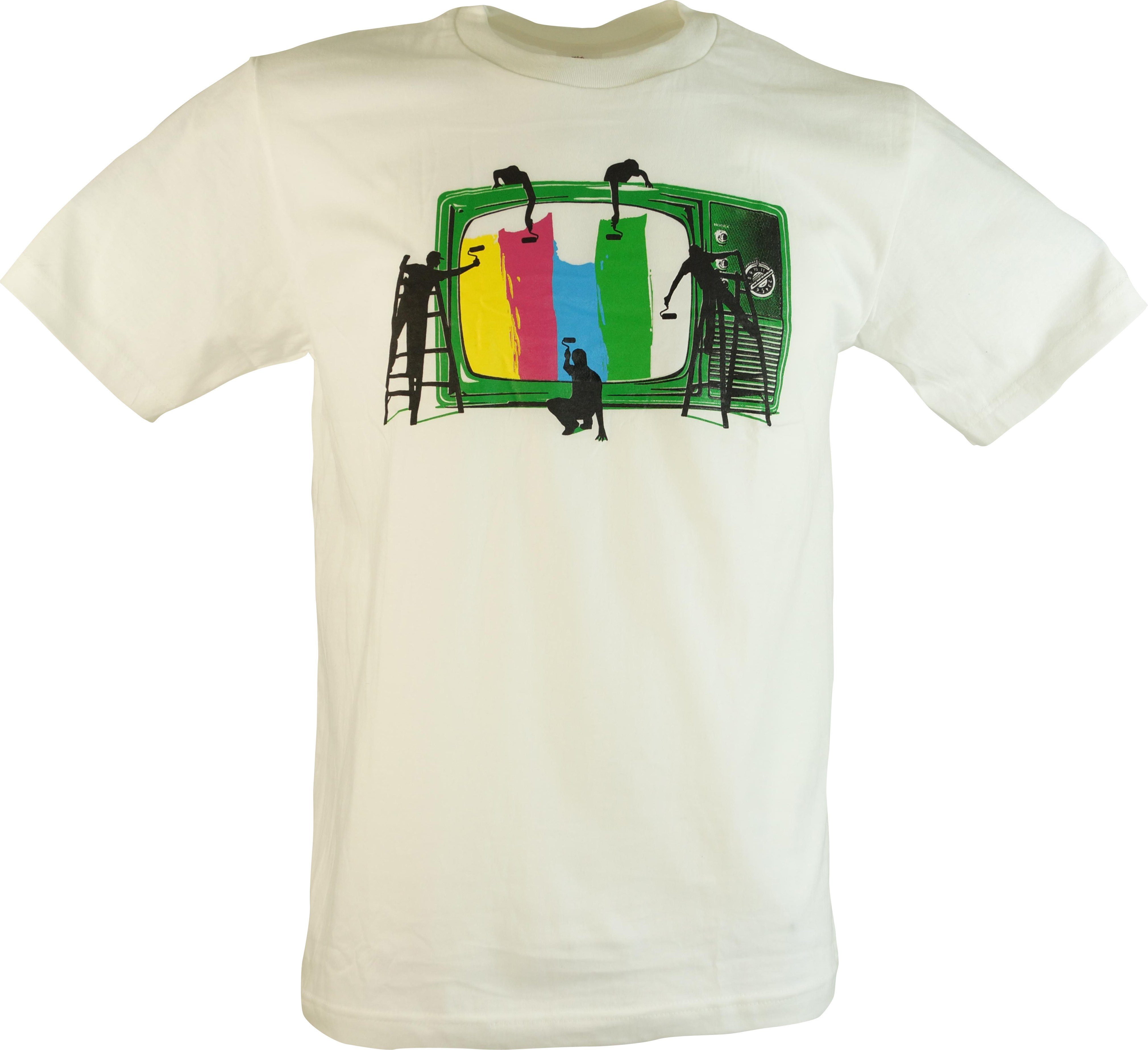 Guru-Shop T-Shirt Fun Retro Art T-Shirt - Sendepause weiß alternative Bekleidung Sendepause / weiß
