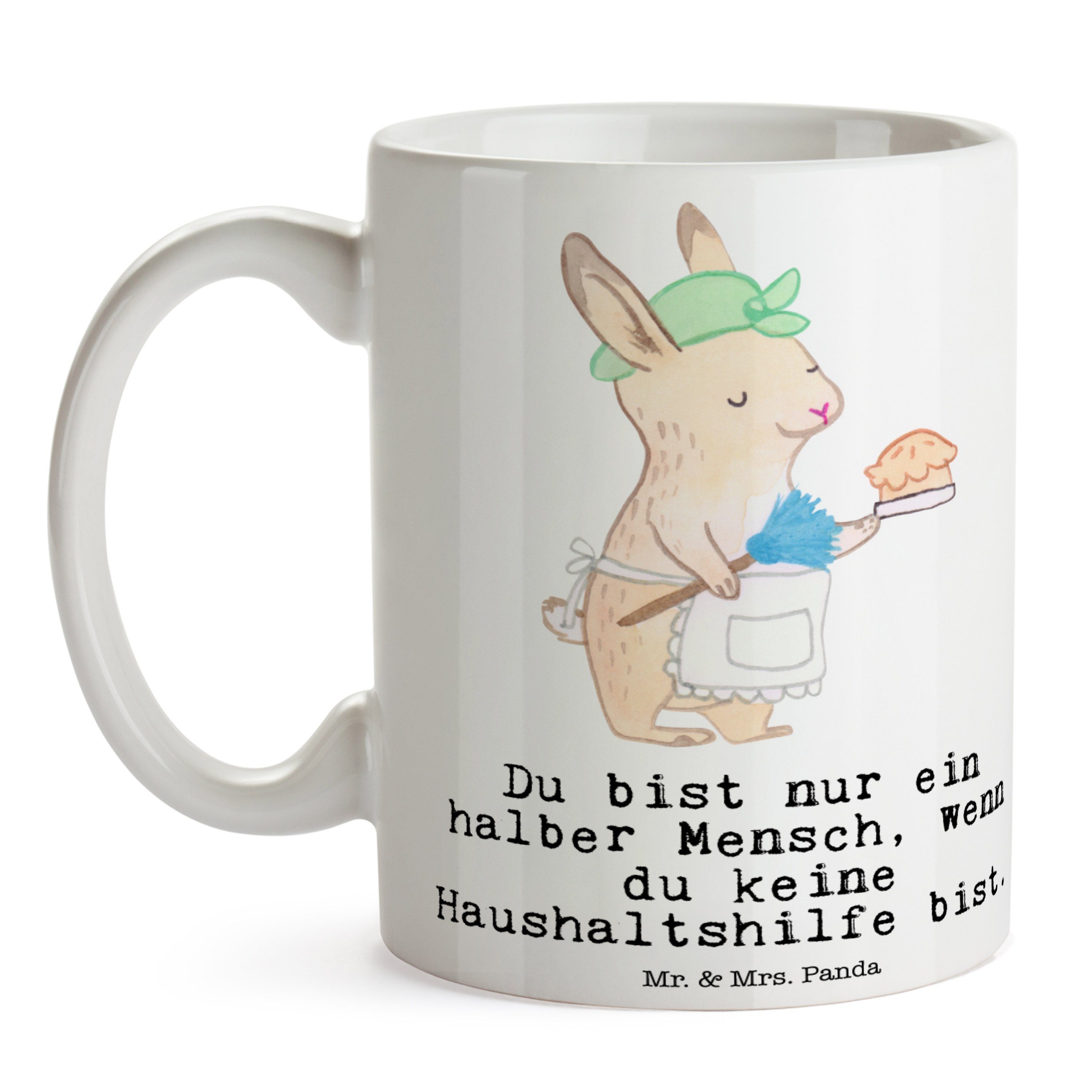 Beruf, Panda Haushaltshilfe Mr. Weiß mit Reini, Tasse Keramik Motive, & Geschenk, - Tasse Mrs. Herz -