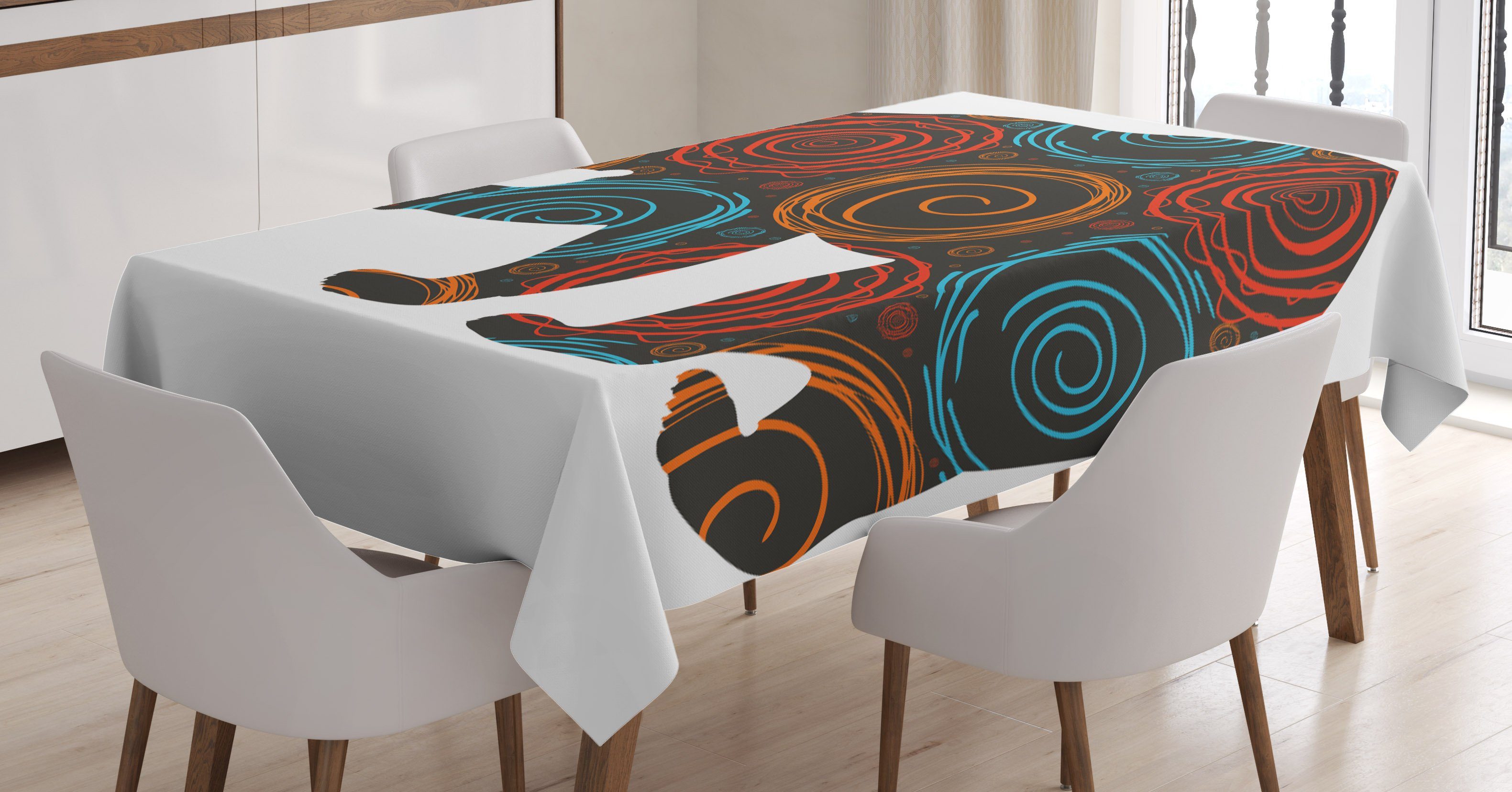 Abakuhaus Tischdecke Farbfest Waschbar Für den Außen Bereich geeignet Klare Farben, Tier Bär-Kreis-Punkte