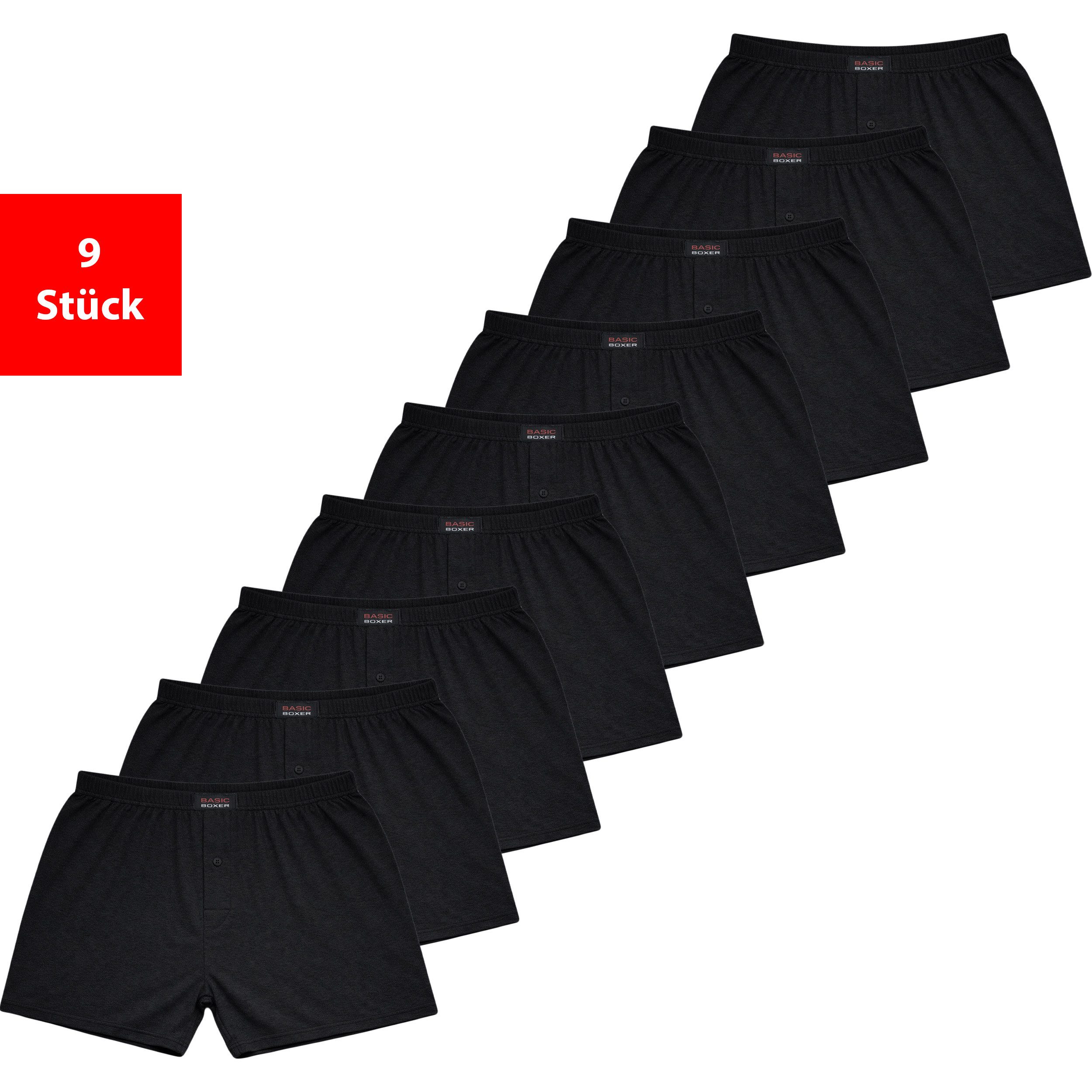 Fashionschmiede Boxershorts Herren Boxershorts Baumwolle 3er-9er Pack Eingriff Unterwäsche (Set, 9-St., 9er-Pack) 100% Baumwolle, Komfortbund, große Größen S–6XL