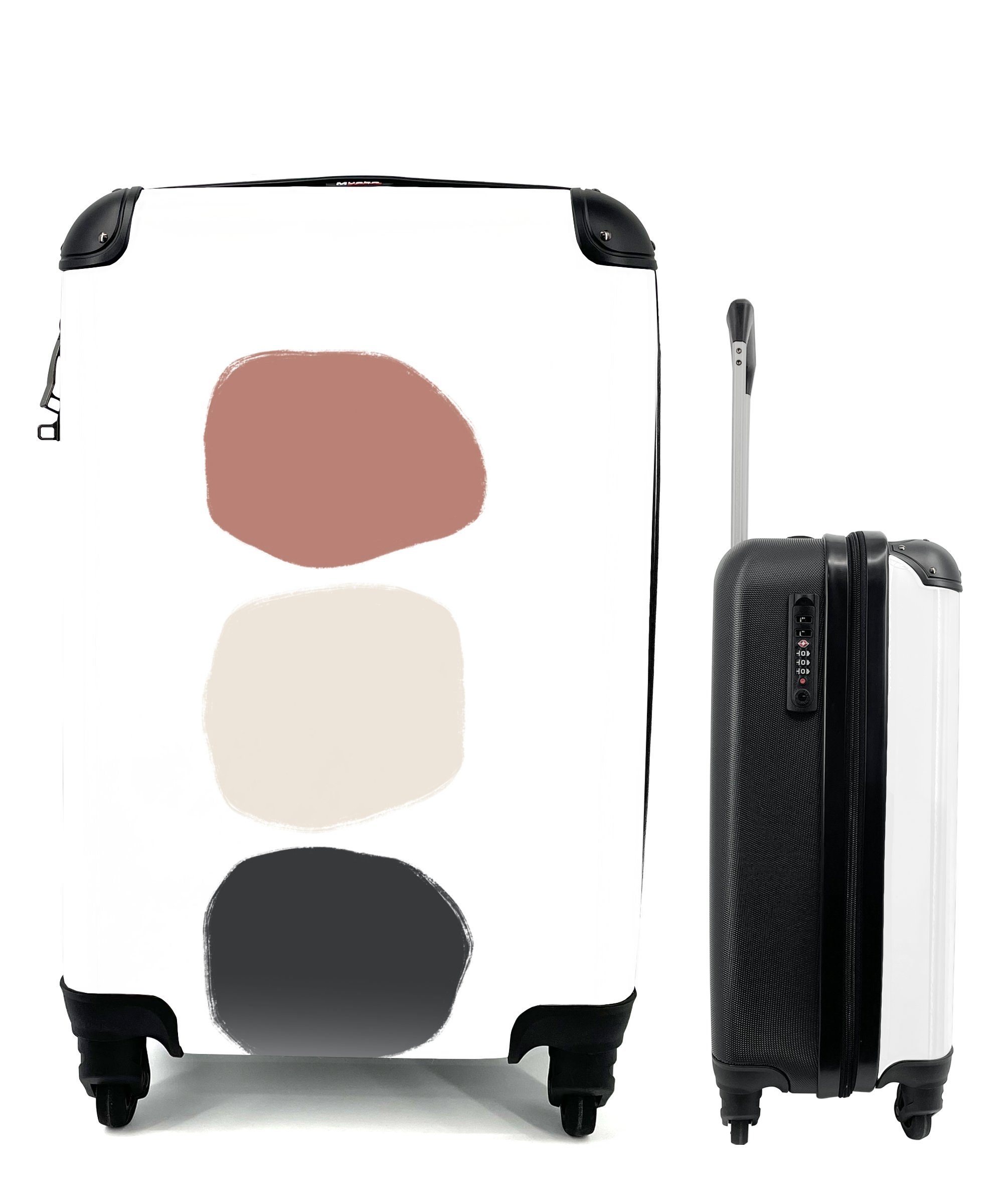 MuchoWow Handgepäckkoffer Minimalismus - Pastell - Gestaltung, 4 Rollen, Reisetasche mit rollen, Handgepäck für Ferien, Trolley, Reisekoffer