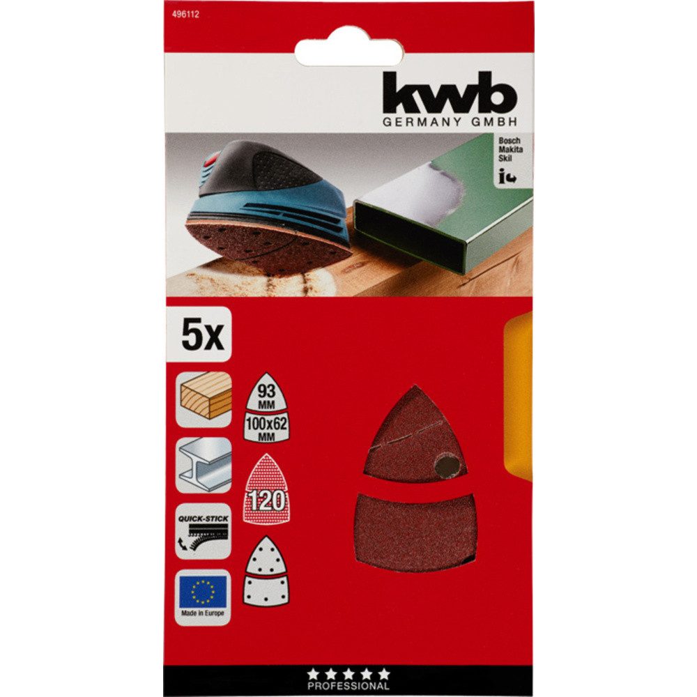 Thumbnail - kwb Schleifpapier kwb 496112 Deltaschleifpapier Körnung (num) 120 (L x B) 62, 93 mm