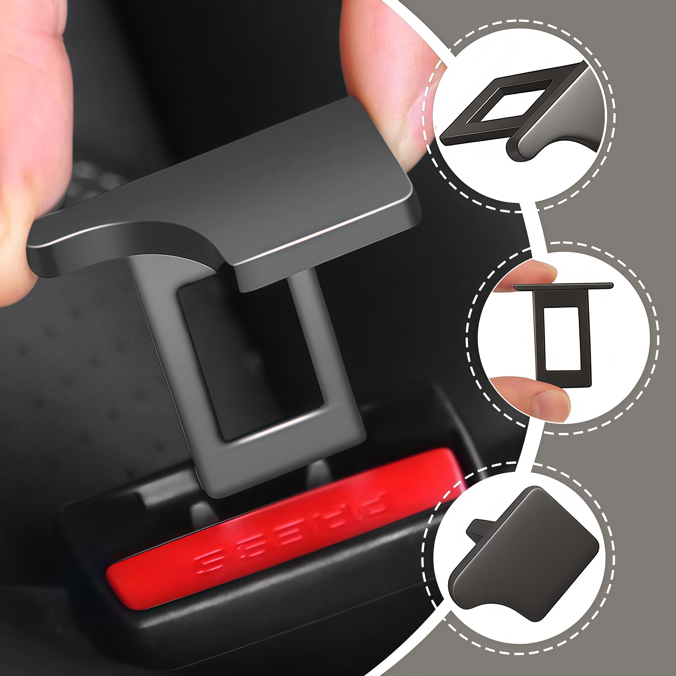 FOUORTUNATE-BEE 4-teiliges Autozubehör – passend für die meisten Fahrzeuge Gurtstecker (4-tlg), Praktisches Set für Auto-Innenraum und Fahrzeugdekoration