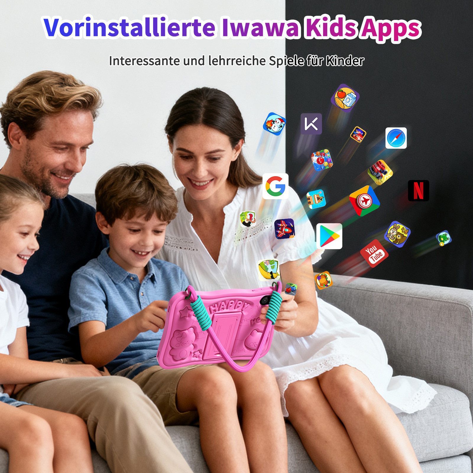 PRITOM 10 Zoll Android 15 Kinder Tablet mit Elternkontrolle,1280x800 HD IPS Tablet (10-Zoll-Kindertablet", Android-Betriebssystem, (WiFi 6,Vorinstallierte Lernapps,stoßfest,6000 mAh)