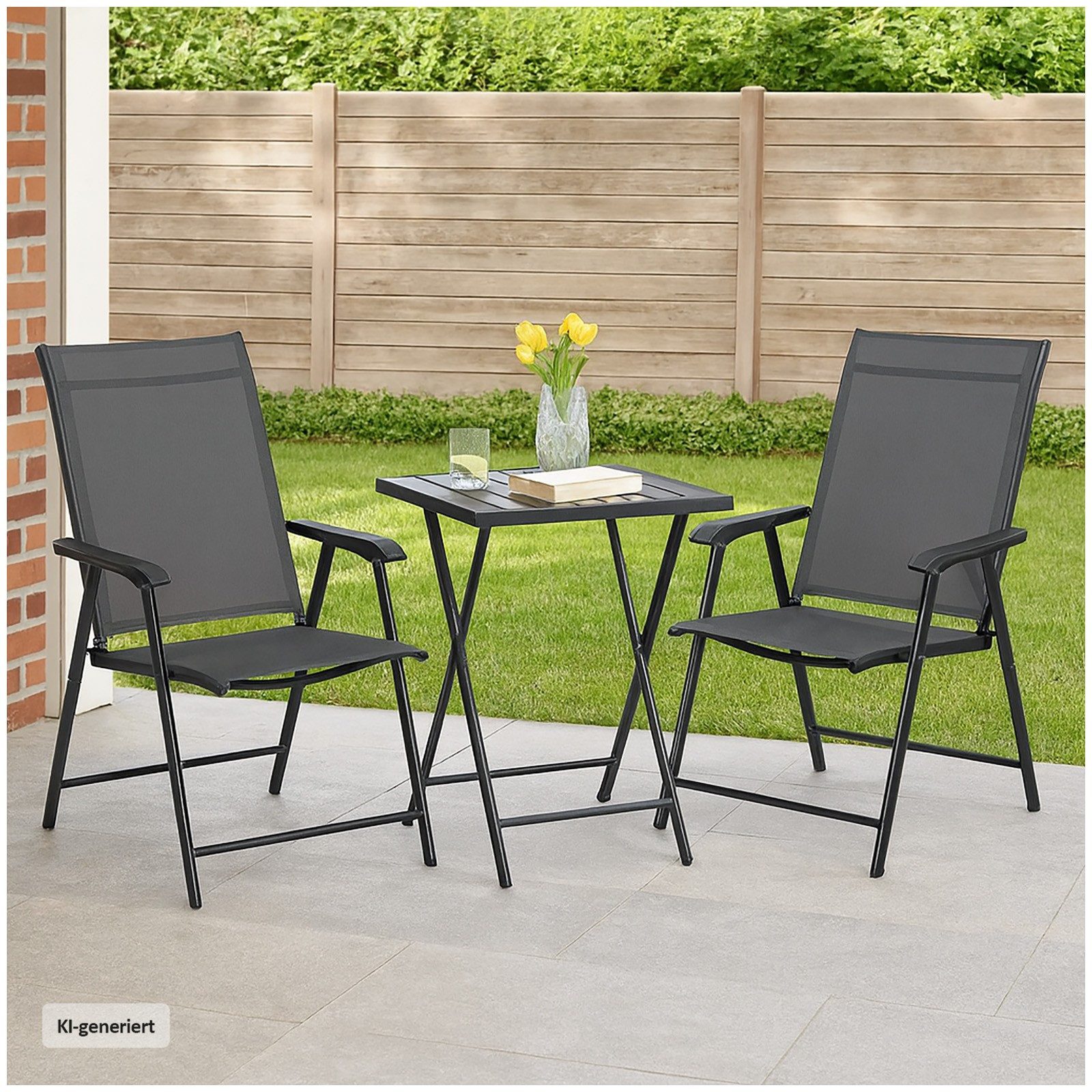 HTI-Living Gartenstuhl Gartenstühle 2 Stück Grau (Set, 2 St), Klappstühle Balkonstühle