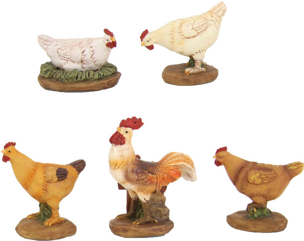 FADEDA Tierfigur 5x FADEDA Hahn mit Hühnern, Höhe in cm: 3,2