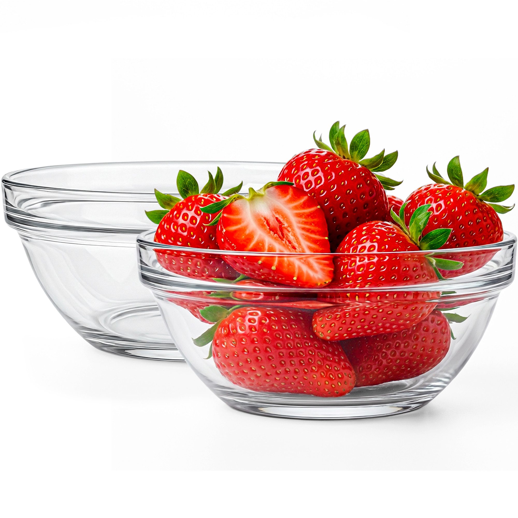 KONZEPT Salatschüssel Set aus Glas, klein, 370 ml, (Set, 6-tlg), Stapelbar, ideal als Müslischalen, Snackschalen und Dessertschalen