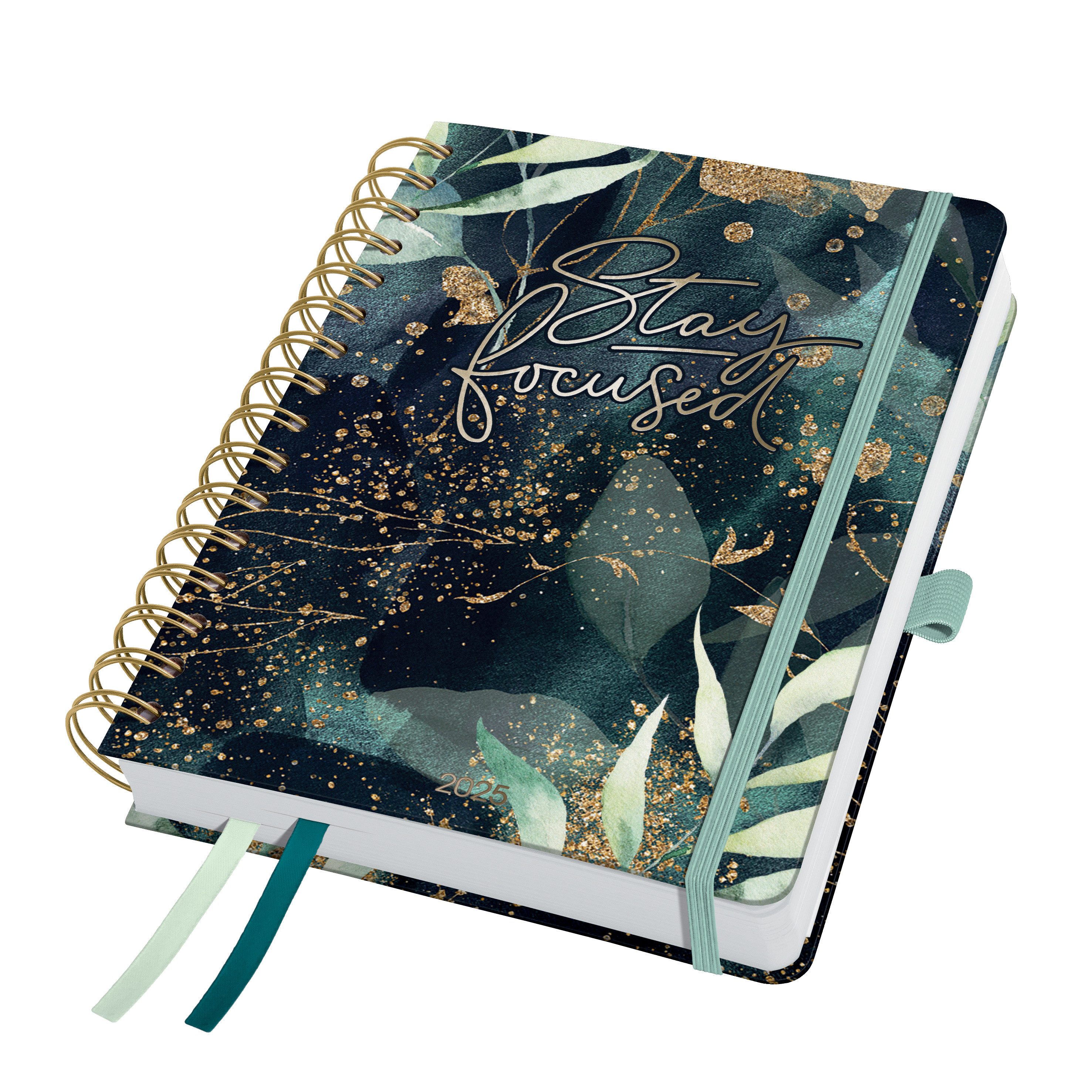 Sigel Stehsammler Spiral-Kalender Jolie 2025 ca. A5 Glamorous Leaves 240S.