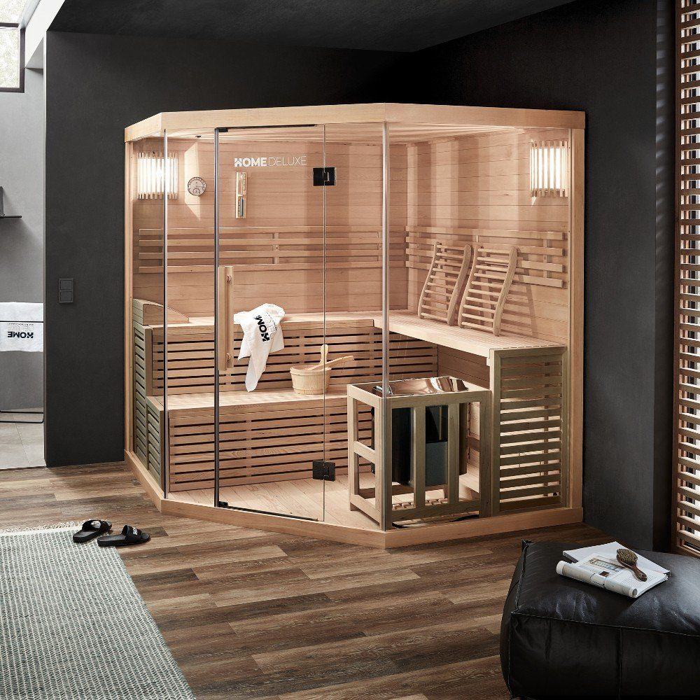 HOME DELUXE Sauna Traditionelle Sauna SKYLINE BIG - XL, BxTxH: 200,00 x 200,00 x 210,00 cm, Holz: Hemlocktanne