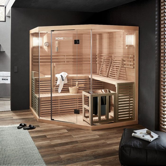 HOME DELUXE Sauna Traditionelle Sauna SKYLINE BIG - XL BxTxH: 200 00 x 200 00 x 210 00 cm Holz: Hemlocktanne