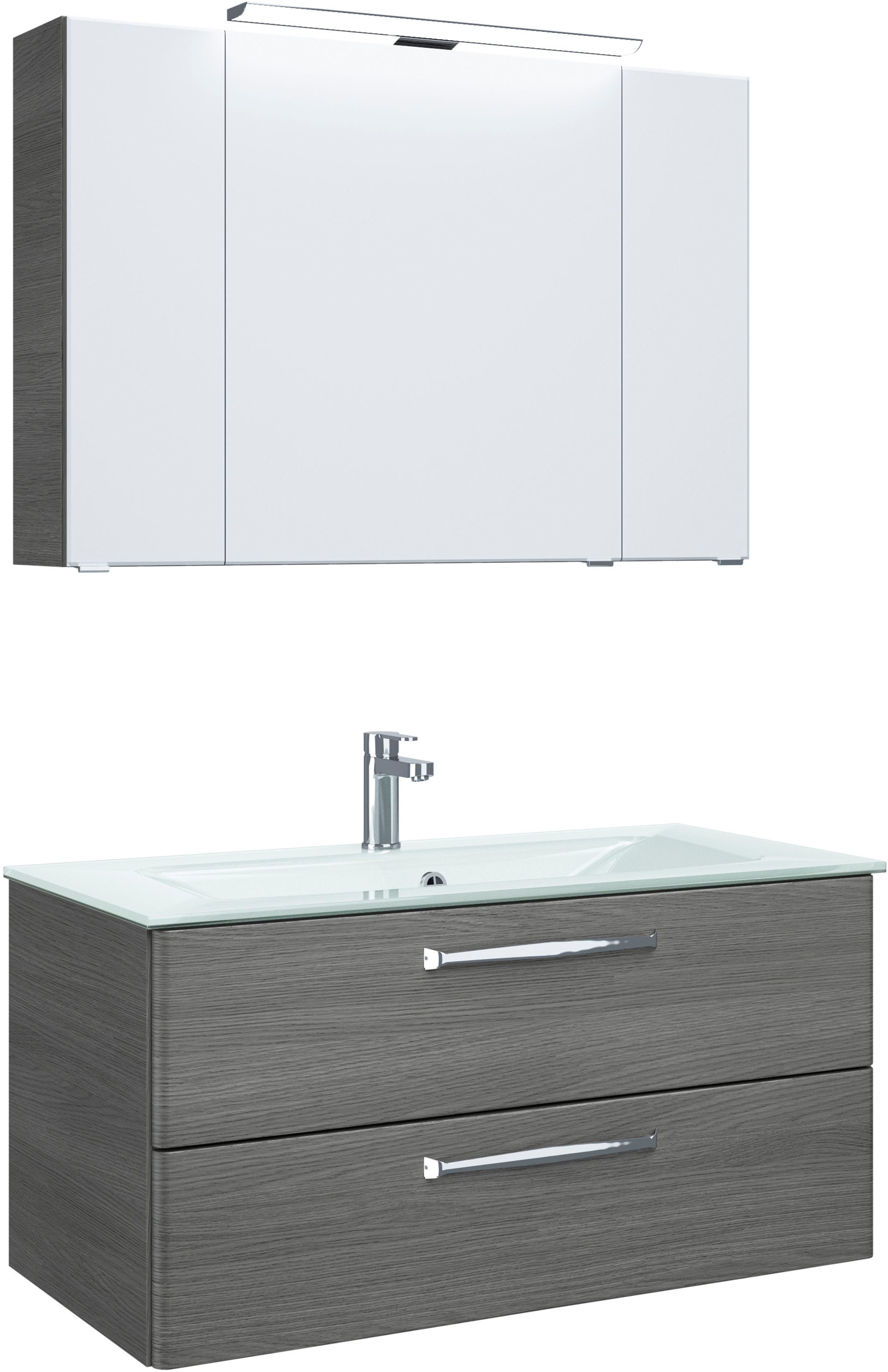 Saphir Badmöbel-Set Trentino 2-teilig Glas-Waschtisch, Spiegelschrank günstig online kaufen