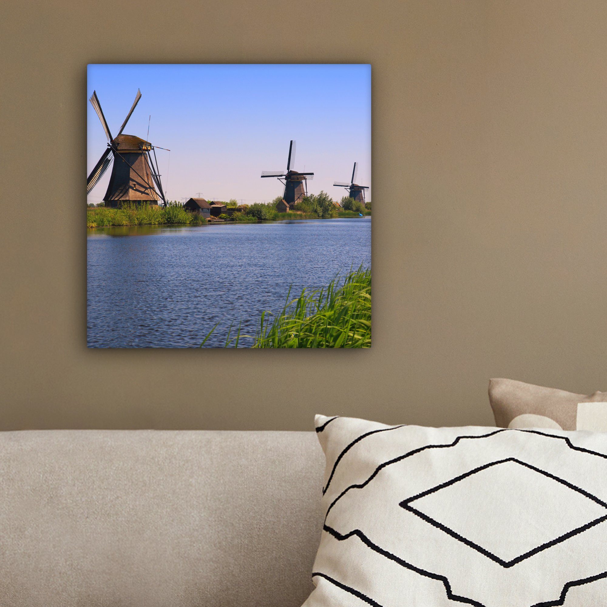 OneMillionCanvasses® Leinwandbild Niederlande - Wohnzimmer Bilder für Schlafzimmer Wasser, Mühle - St), Leinwand (1