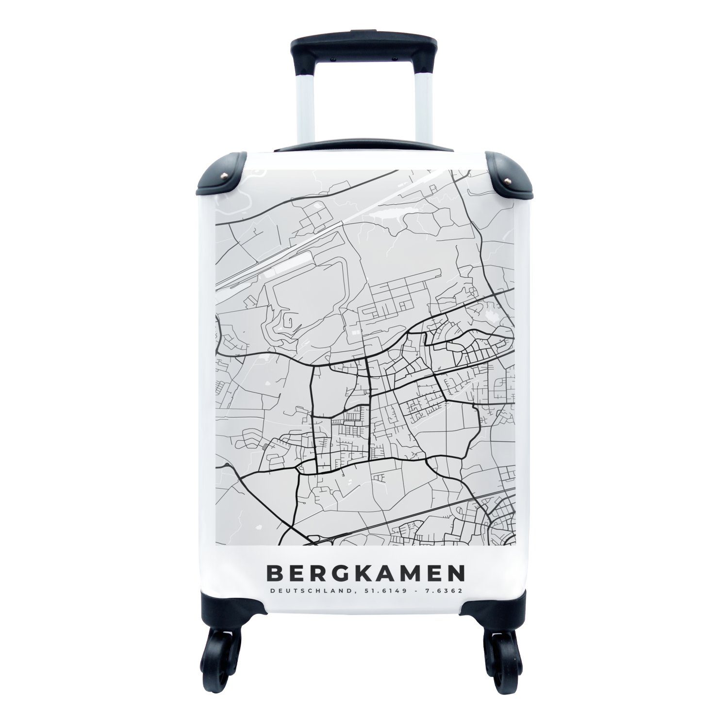 MuchoWow Handgepäckkoffer Bergkamen- Stadtplan - Deutschland - Karte, 4 Rollen, Reisetasche mit rollen, Handgepäck für Ferien, Trolley, Reisekoffer