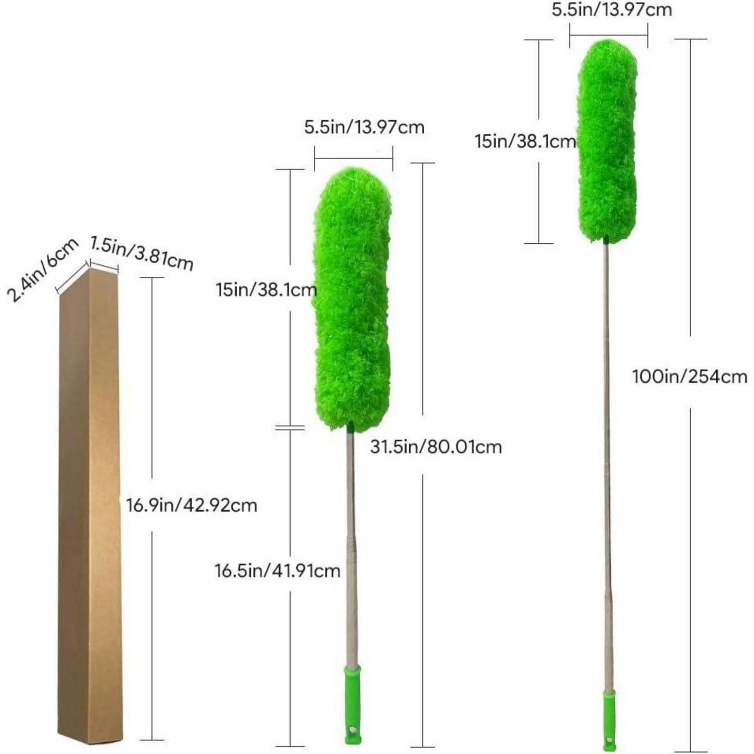 LuxusKollektion Staubwedel Staubwedel Teleskop 254cm Mikrofaser Waschbar Eckbesen Grün