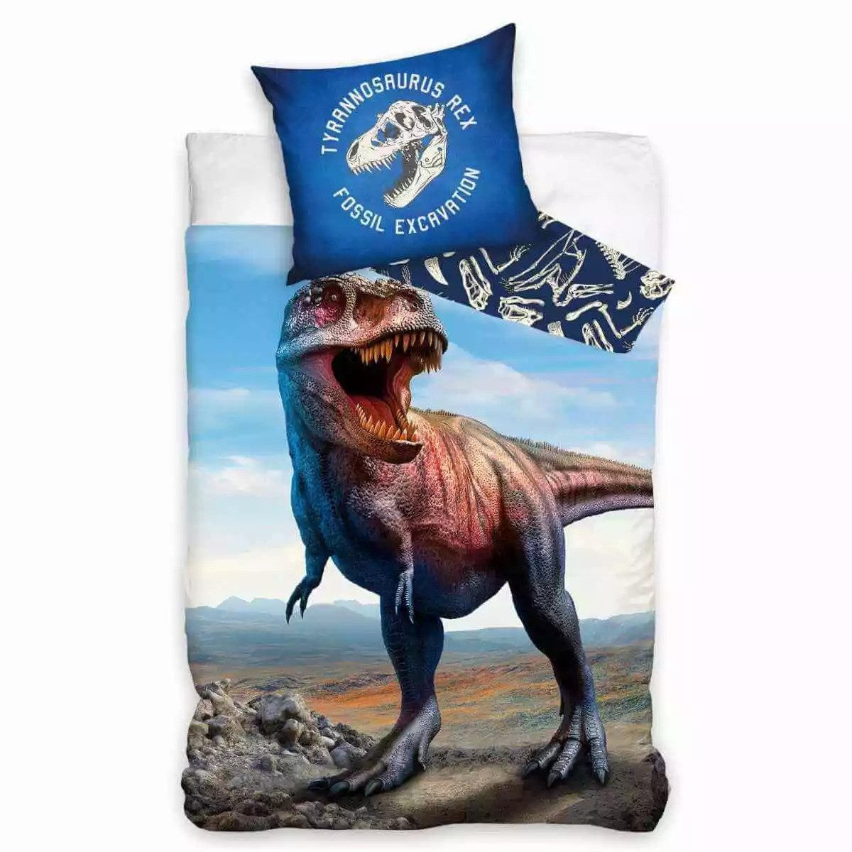 Bettwäsche Dinosaurier - Wende-Bettwäsche-Set, 135x200 & 80x80, Dino T-Rex