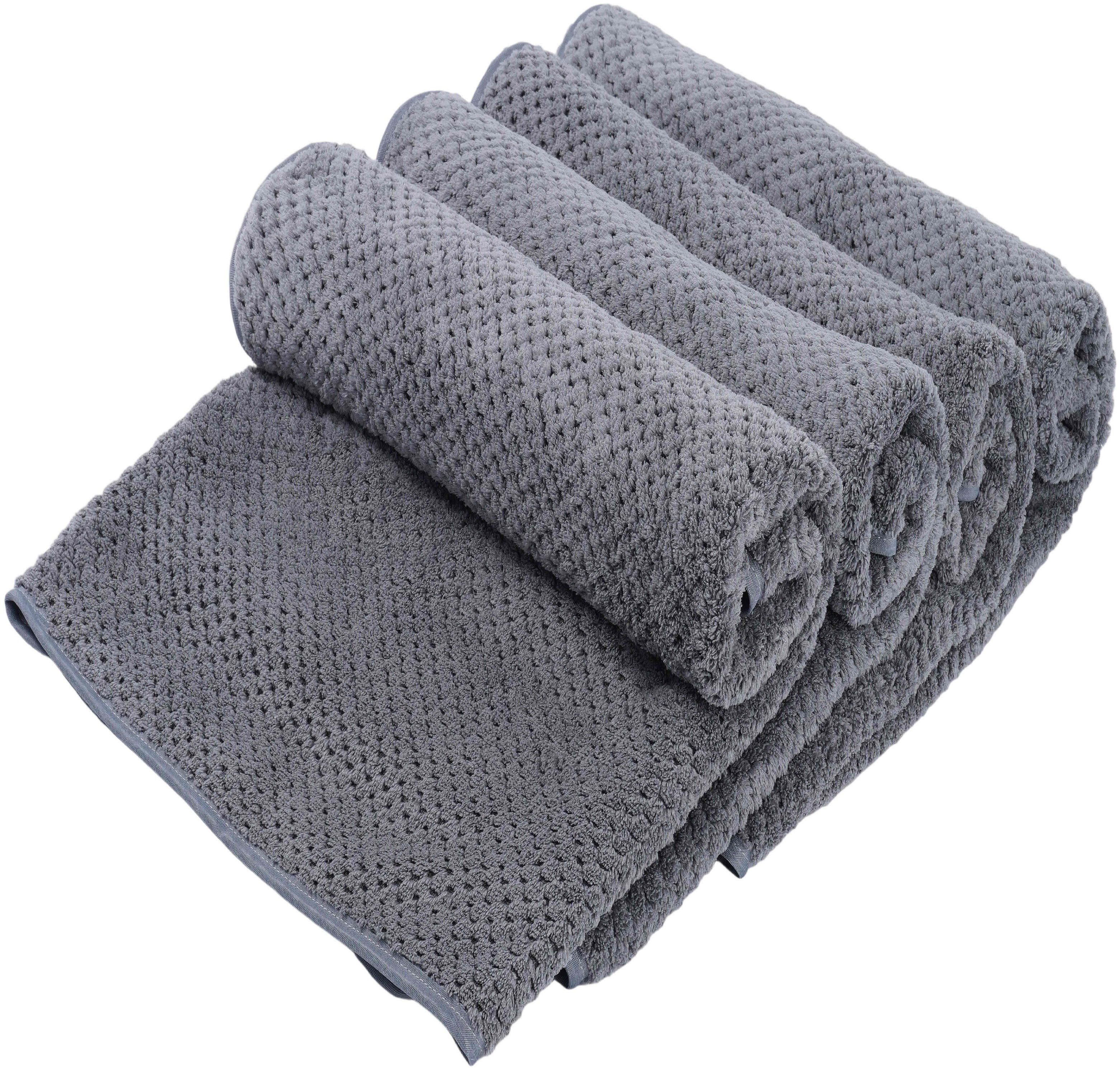 OTTO home Handtücher Parris, diverse Größen, ideal als Sporthandtuch, Reisehandtuch, Microfaser (4-St), sehr leicht, kompakt, schnelltrocknend, Mikrofaser, mit Waffelmuster
