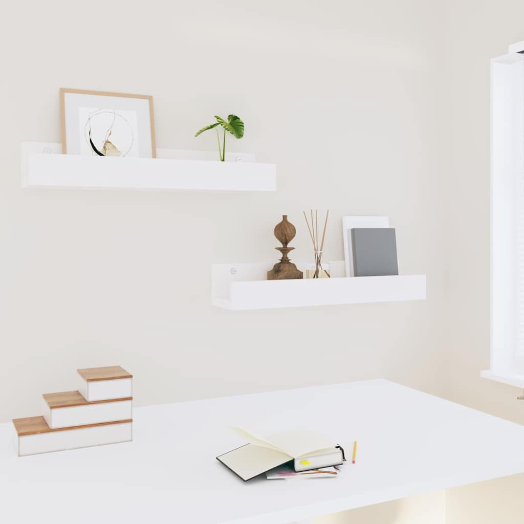 furnicato Wandregal aus massivem Kiefernholz Weiß 50 x 12 x 9 cm, 1-tlg., Rustikales Bord mit Ablage für Bücher und Deko im Wohnzimmer