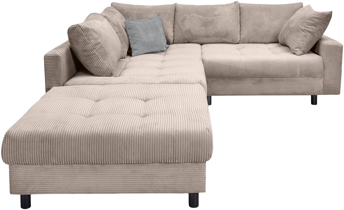 COLLECTION AB Ecksofa Toni L-Form, B: 215 cm, mit Hocker & 2 Zierkissen, Fe günstig online kaufen